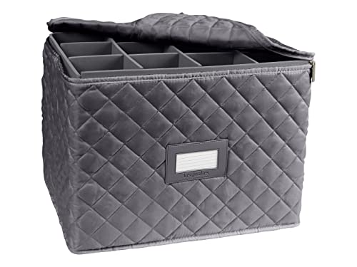 Covermates Keepsakes - Adjustable Glassware Storage - Padded Protection - Id Window - Stain Resistant - Machine Washable - China Storage-Slate #TOP2