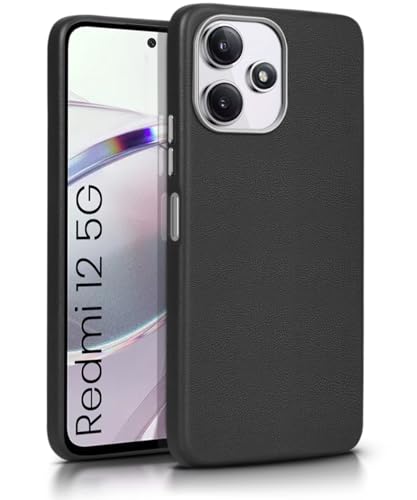 Image of WOW IMAGINE Leather Fabric Soft TPU Back Cover for Mi Redmi 12 5G | Redmi 12 4G | Poco M6 Pro 5G (Black)