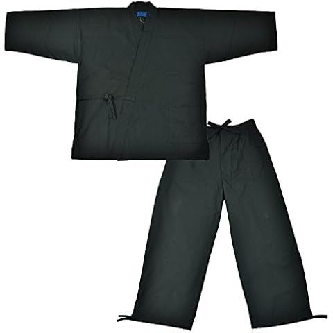 Edoten Men's Japan Kimono Cotton100% Samue Black XL Cover