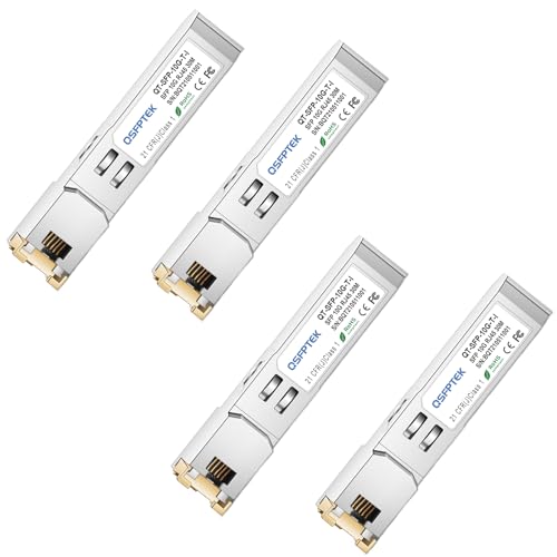 Image of QSFPTEK 10GBASE-T SFP+ to RJ-45 Industrial Grade, 10Gbe SFP Copper Ethernet Module Networking Transceivers Mini gbic Compatible SFP-10G-T-S-I, -40~85C, 30m, Other Open Switch, 4pcs