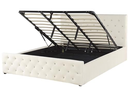 Beliani Doppelbett in Beige mit Bettkasten Lattenrost 180x200 cm Chesterfield Stil Amiens
