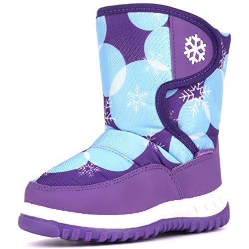 Femizee Toddler Girls Boys Winter Snow Boots Outdoor Waterproof Fur Lined Booties,Blue,1953 28