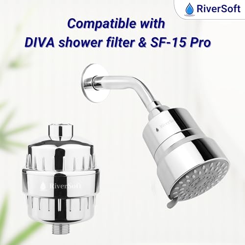 Image of RIVERSOFT SFC-15 PRO Shower Filter Cartridge with 15 Stage | for IMPROVING Hair and Skin (PP, White, Pack of 4)
