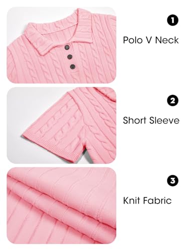 Image of Imily Bela Womens Polo V Neck Pullovers Lightweight Short Sleeve Cable Knit Sweater Business Casual Summer Tops 2025