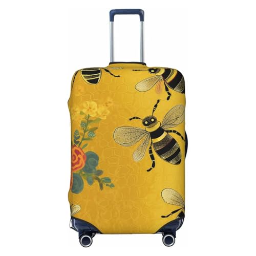 Travel Luggage Cover Welcome Bees Spandex Suitcase Protector Washable Baggage Covers Fashion Elastic Scratch-Resistant Luggage Cover Protector Fits 18-32 Inch Luggage