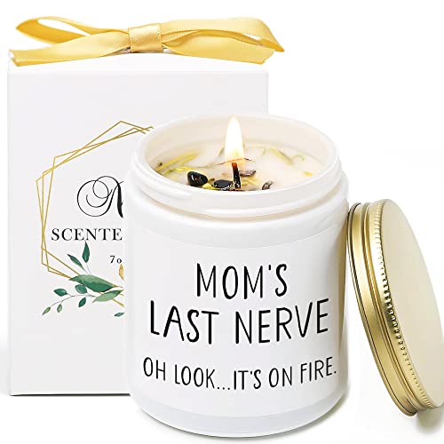Moms Last Nerve Candle, Oh Look It's on Fire Candles, Funny Mother’s Day Gift from Daughter & Son, Mom Birthday Gifts,Vanilla Lavender Scented Candles