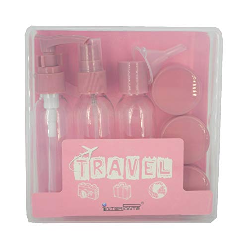 Kit para Viagem Mini Frascos com 9 Peças - Rosa