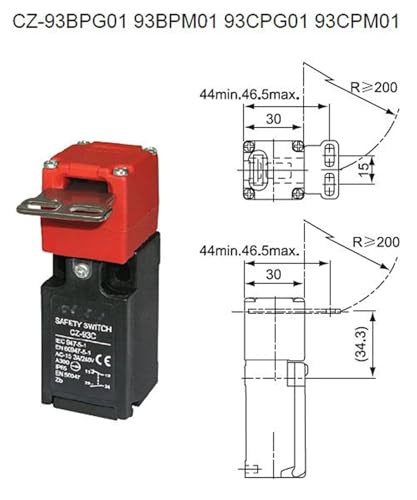 Microinterruptor CZ-93B 2NC 3A con llave CZ-93C interruptor de limite 5