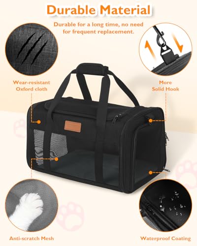 Image of PETUX Airline Approved Pet Carrier for Small Cats up to 12 lb, Black