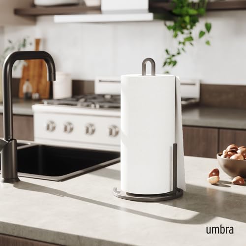 Foto von Umbra Squire Freistehender Küchenrollenhalter – moderner Papierhandtuchhalter für Küche & Bad, Metall mit Gusseisen-Optik, Schwarz