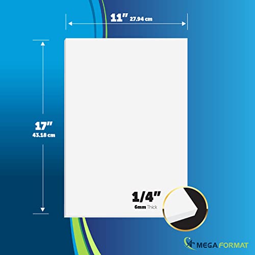 Image of Mega Format Expanded PVC Plastic Sheets - 11 inch X 17 inch Rigid White Sheet for Crafts, Signage, & Displays - Sintra, Celtec PVC Board - Waterproof for Outdoors Use - 1 /4 inch 6mm Thick - 1-Pk-White