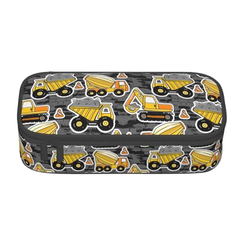 Image of Construction Car Truck Excavator Pencil Case Big Capacity Storage Pencil Pouch Stationery Bags With Zipper Portable Pen Holder Box Organizer For Boys Kids Student College School Office Supplies