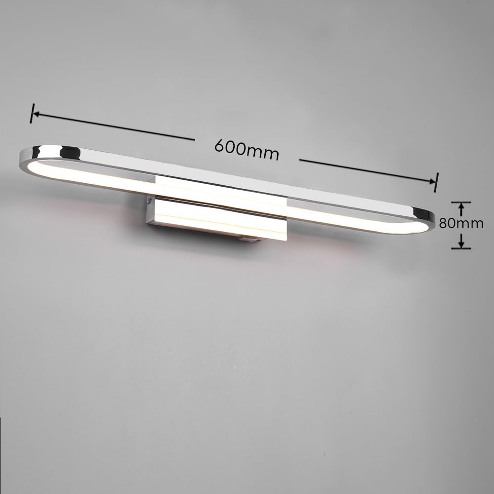 Trio, Aplique, Gianni incl. 1 x LED,SMD,22,0 Watt,3000K,2700 Lm. Cuerpo: Metal, Cromo A:60,0cm, L:15,0cm, A:8,0cm Interruptor,Montaje de la pared,IP44,Fuente de luz no reemplazable