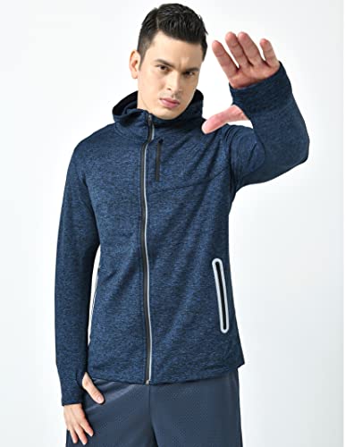 Liberty Imports 2 Pack Mens Zip Up Hoodies, Fleece Thermal Performance Tech Training Jackets, Lightweight Running Sweatshirts With Zipper Pockets (X-Large, 2-Pack: Gray/Navy) #TOP1