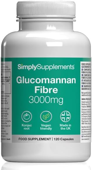 Glucomannan Fibre 3000mg from Konjac Root | 120 Capsules | Vegan Friendly
