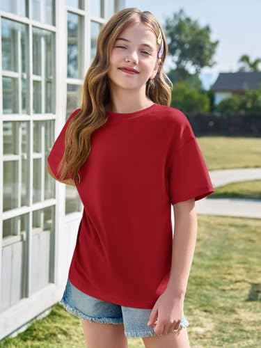 Image of Haloumoning Girls Short Sleeve T-Shirts | Kids, Summer,Girls shirts,Oversized t shirts,Girls T-Shirts,Oversized Tops, Casual Crewneck, Basic Tees 5-14Y