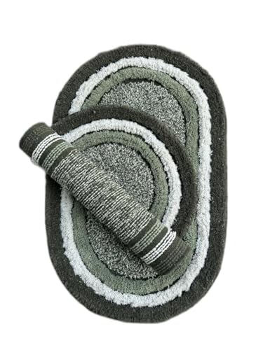 Image of My Home Cotton Door Bath Mat Super Soft Non Slip Mats for Bathroom, Door,Large, Pack of 2 (Green)