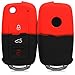 Produktbild kwmobile Autoschlüssel Hülle kompatibel mit VW Skoda Seat 3-Tasten Autoschlüssel - Silikon Schutzhülle Schlüsselhülle Cover Zwei Farben Rot Schwarz