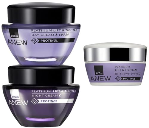 Avon Anew Platinum Lift & Tighten Trio With Protinol™ Technology Includes Day Cream Spf20, Night Cream And Dual Eye System