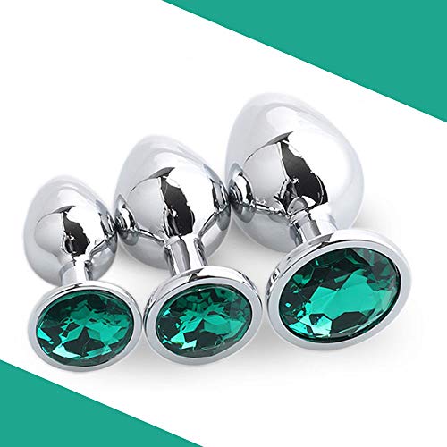 Juego De Entrenador De Tapón Redondo Con Joyas De Acero Inoxidable 3PCS (verde Oscuro)