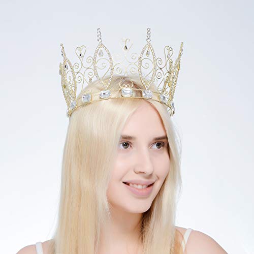 Dczerong Birthday Queen Crown Women Costume Pageant Prom Queen Crown Cake Topper Gold Round Crown King Crowns Gold Men's Crowns For Adults Prom Pageant Party Rhinestone Full Crowns #TOP4