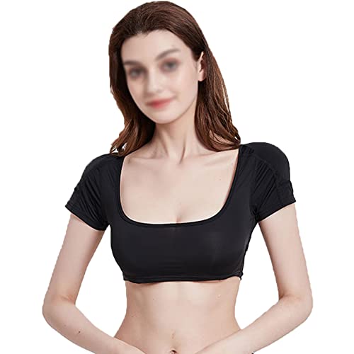 Pads Shoulder Short Sleeve, Ultra Soft, Fake Shoulders Vest for Women, Seamless, Reusable, Comfortable,Black-Large