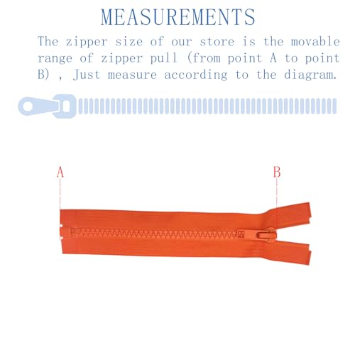 Image of ANPURZII 2PCS #5 5 Inch Vermilion Orange Separating Jacket Zippers for Sewing Coats, Molded Plastic Bulk Zippers(VermilionOrange 5 inch 2PCS)