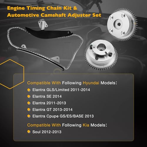 Timing Chain Kit With Intake/Exhaust VVT Gear Sprocket, Compatible with 2011-2014 Hyundai Elantra Cpupe 2012-2013 KIA Soul, 1.8 2.0L Engine, Replace# 24350-2E001 24370-2E000 24410-2E000 918-795 by Gledewen - Used condition - Image 7