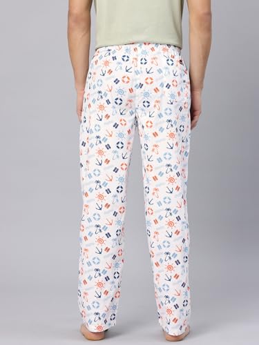 Image of Majestic Man Men's Printed Pure Cotton Lounge Pyjama | Comfort Fit | Elastic Waist with Drawstring | 3 Pockets | Button Closure