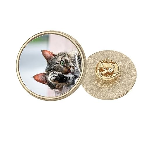 Broche chat en métal doré ronde M pour créer de beaux souvenirs photo