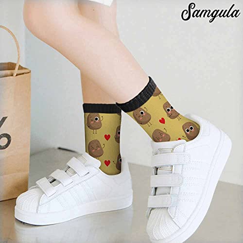 Image of Red Striped Crew Socks for Woman Size 6-8 Christmas Tree Moose Snowflake Dots Lines Girls Socks