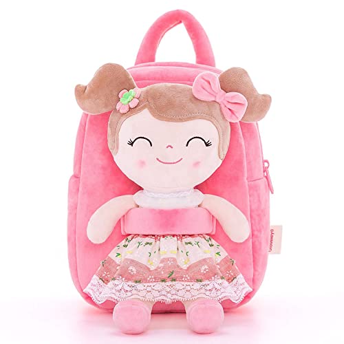 Gloveleya Toddler Backpack Baby Girl Gift Plush Bag Diaper Bag with Spring Girl Doll Pink 9 Inches - Image 3