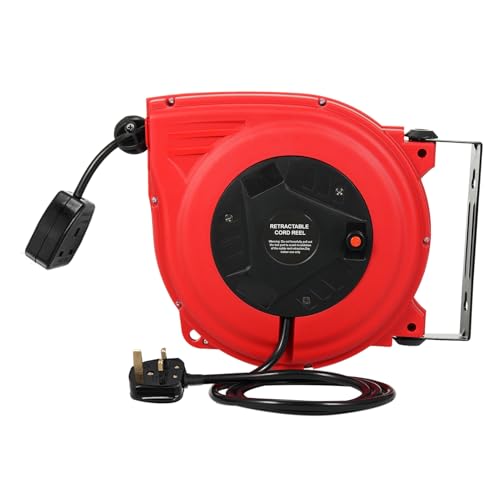 Retractable Cable Reel 1250W, 10+1.5M, Triple Outlets, Wall/Ceiling Mount
