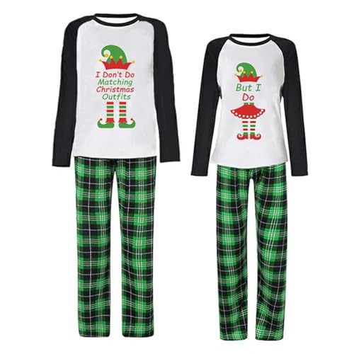 TEidea Pijama Mujer Invierno Pajama De Navidad Familiar: Nuestro Set De Pijama De Pareja De Elfos De Elfo De Navidad-Verde-Papá