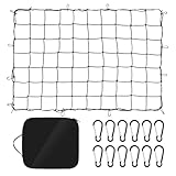 iSiMEE Cargo Net for Pickup Truck Bed, 2.6'x3.3' Stretches to 4'x6', High Elasticity 12 Carabiners & Storage Bag for SUV, Trailer & Boat