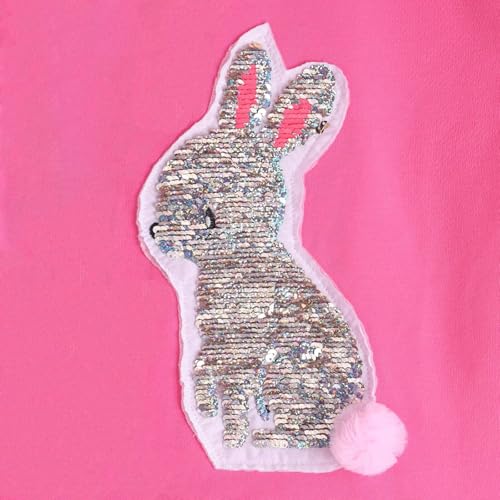 Image of WELAKEN Flip Sequin Hooded Sweatshirts for Girls Kids Long Sleeve Sparkle Rabbit Pullover Tops Hoodies Hot Pink, 10 Years