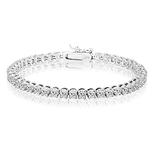 XHJEWCO 14K Gold Plated Cubic Zirconia Classic Iced Out Tennis Bracelet for Women, 7 Inches