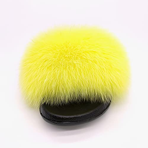 Real Fox Fur Slides for Women Open Toe Cute Furry Fur Slippers Indoor or Outdoor faux Fur Slide Sandals with Fluffy Fur and Soft Sole2