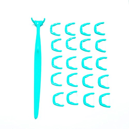 ROSENICE Floss Pick 20pcs Replaceable Plastic Toothpick Portable Between Teeth Cleaning Tools Set(Green)