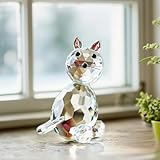 H&D HYALINE & DORA Crystal Collectible Standing Cat Figurine Miniature Glass Christmas Collectible