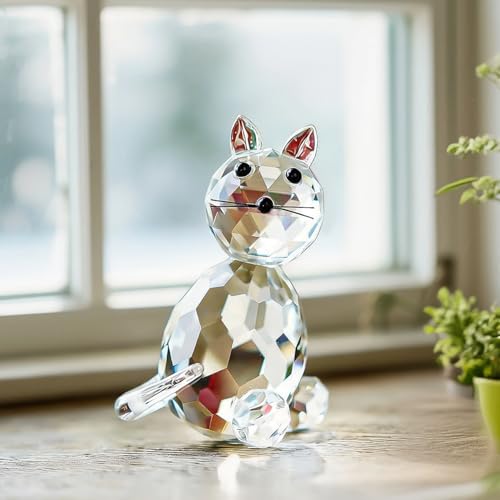 H&D Hyaline & Dora Crystal Collectible Standing Cat Figurine Miniature Glass Christmas Collectible