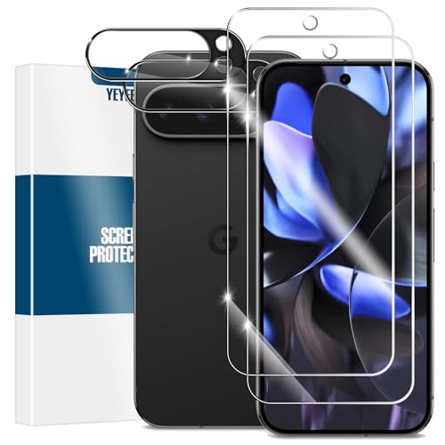 YEYEBF Screen Protector for Google Pixel 9 Pro XL [2+2 Pack] Tempered Glass for Pixel 9 Pro XL & Camera Lens Protectors[Ultrasonic Fingerprint Unlock] [Case Friendly] [Bubble-Free] 6.8 Inches