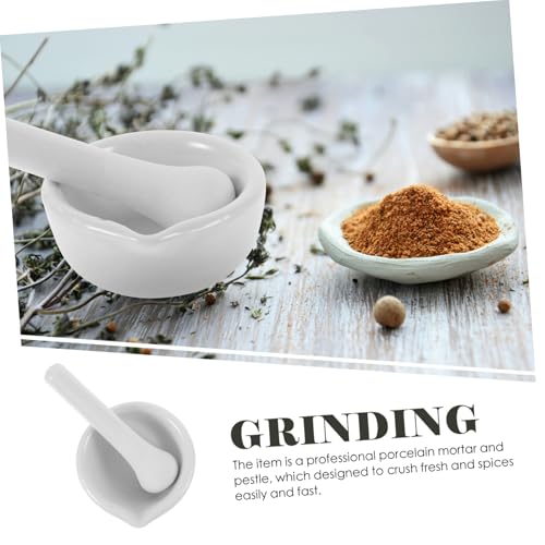 Set 2 morteros porcelana con mano para cocina y laboratorio miniatura 2