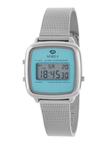 Montre femme numérique Marea B35363/3 en acier argenté et bleu