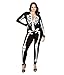 Tipsy Elves Form Fitting & Flattering Skeleton Bodysuit for Halloween - Women's Sexy Skeleton Costume - White, Size Medium