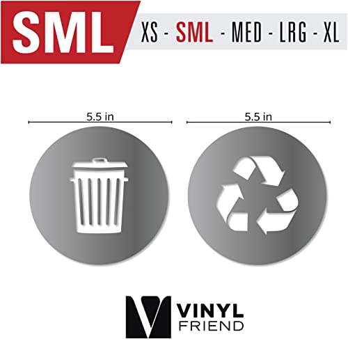 Recycle And Trash Sticker Logo Style 2 (5.5In X5.5In) Symbol To Organize Trash Cans Or Garbage Containers And Walls - Small Silver Metallic Vinyl Decal Sticker #TOP1