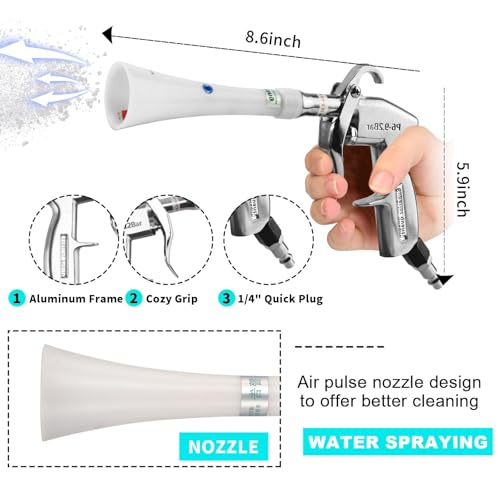Tornado Dry Cleaning Gun with Brass Adjustable Air Flow Nozzle,Air Blower Gun Quickly Blasts Dirt and Dust from Surface Works with Air Compressor