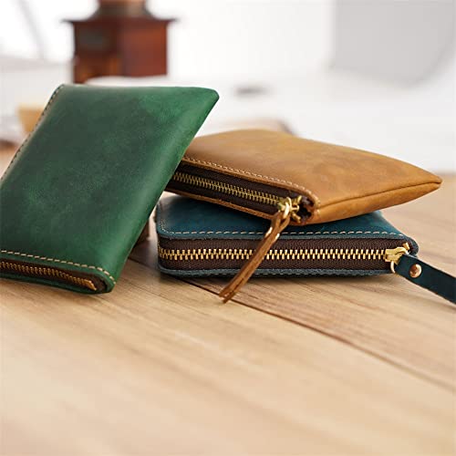 Wallets,1PCS Handmade Short Wallet Men's Retro Zipper Wallet Wallet Card Holder Coin Case(D)3