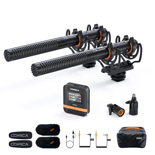 COMICA VM40 Dual-Channel Shotgun Microphone with 48kHz/32-bit Float Recording, Wireless Camera Microphone with 32G onboard Recording, External Directional Microphone Compatible with Canon, Nikon - image 1