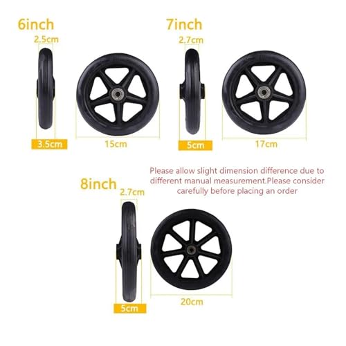 Roue en caoutchouc solide noire 6" roulette robuste pour fauteuil roulant